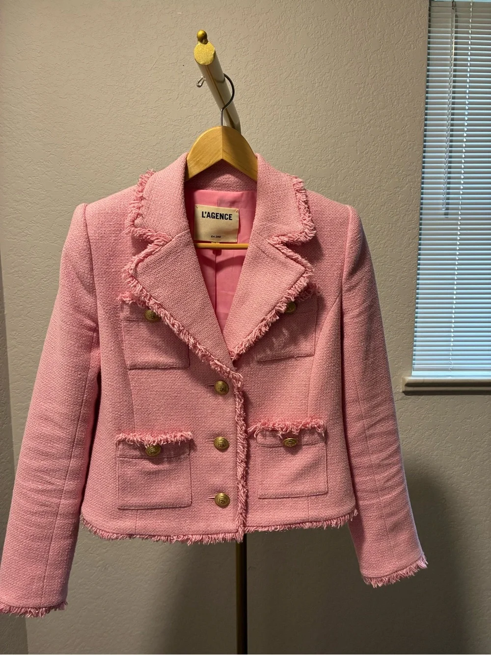 L'AGENCE Pink Frayed Jacket - Picture 1 of 10